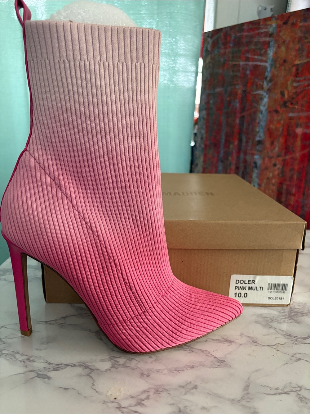 Steve Madden Pink Ombre Ribbed Sock Bootie